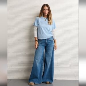 American Eagle Light Blue Band Tee